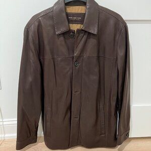 Marc New York Drum-dyed Leather Jacket Mens Brown Trench Coat